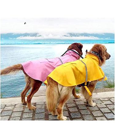 Mikayoo Large Dog Raincoat | Adjustable Waterproof Pet Clothes with Reflective Strip | Lightweight Yellow Rain Jacket for Dogs (Size L) - Buy Online on GoSupps.com