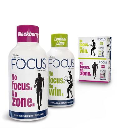 Focus Shots with Trilogine Stay Sharp Zero Sugar Energy Boost Variety Pack 24 Count (1.93 fl oz) Blackberry Lemon Lime Flavors