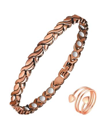 Vicmag copper magnetic hard band for women bracelets 99.99% solid pure copper adjustable size with jewelry gift box (copper fish tail) - Buy Online on GoSupps.com