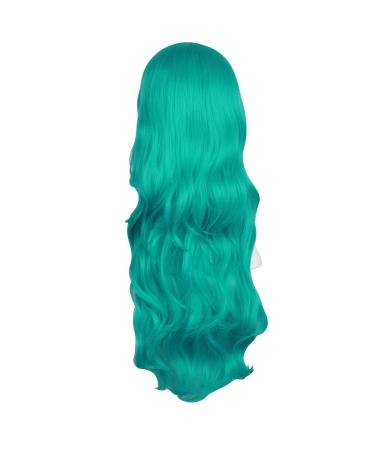 MapofBeauty 24 Inch Charming Synthetic Long Wavy Wig in Dark Teal Green - Women's Party Full Wig - Dark Turquoise - Buy Online on GoSupps.com