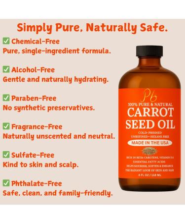 Pomberries Carrot Seed Oil | 100% Pure Cold-Pressed & Unrefined Unscented Carrot Oil for Hair Skin & Face Moisturizing Body & Carrier Oil Helps Improve the Look of Fine Lines & Wrinkles | 4 fl oz - Buy Online on GoSupps.com
