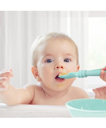 Vicloon Baby Fork and Spoon Set - Silicone Self Feeding Utensil for Infant Toddler - Easy Grip Toddler Cutlery Kit - Blue - Buy Online on GoSupps.com