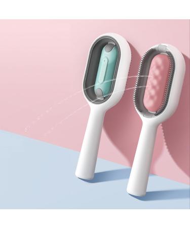 2-Piece Animal Hair Removal Comb Set | 4-in-1 Cat Brush with Water Tank | Multifunctional Pet Cleaning & Massaging Brush - Blue & Pink - Buy Online on GoSupps.com