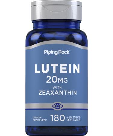 Piping Rock Lutein and Zeaxanthin Supplement | 20mg | 180 Softgels | from Marigold Extract | Non-GMO Gluten Free