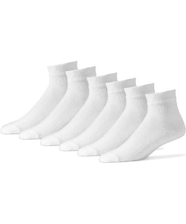 MDR Diabetic Quarter Length Crew Socks (12 Pair Pack) Seamless Cotton Blend Made in USA (White 9-11) White 9-11