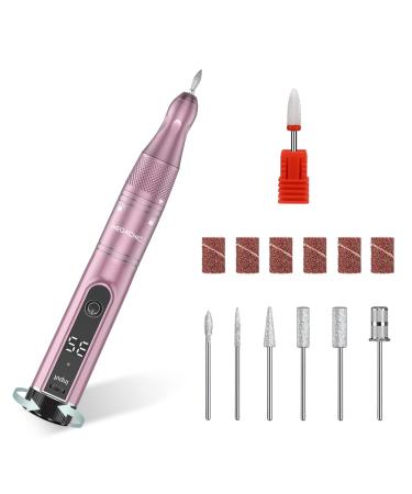 MEGACHIC 35000RPM Electric Nail Drill Cordless Rechargeable Nail File Efile for Acrylic Gel Nails Polish Professional Manicure Pedicure Tool with Nail Drill Bits Sanding Bands for Home and Salon Use