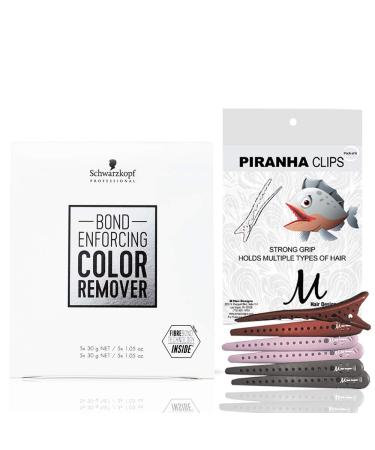 Bond Enforcing Color Remover with FibreBond Technology for Fast and Gentle Color Correction and M Hair Designs Piranha Clips (Bundle 2 items)