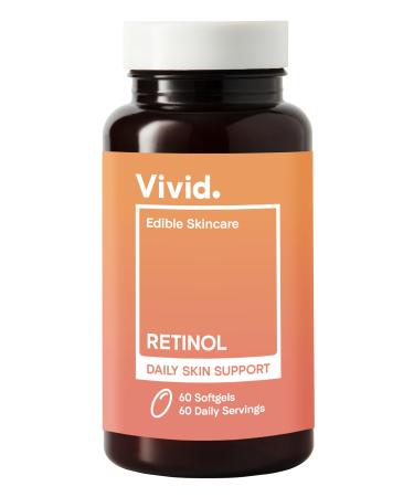 Vivid Retinol Vitamin A Soft Gel Capsules - 60 Servings 8000 IU Per Serving - for Clear Smooth Skin Elasticity Texture Tone - Anti-Aging Fine Lines/Wrinkles