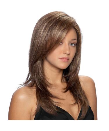 Brown Wigs for Women | Synthetic Long Curly Layered Ombre Wig with Fringe - Perfect for Daily & Party Wear - Buy Online on GoSupps.com