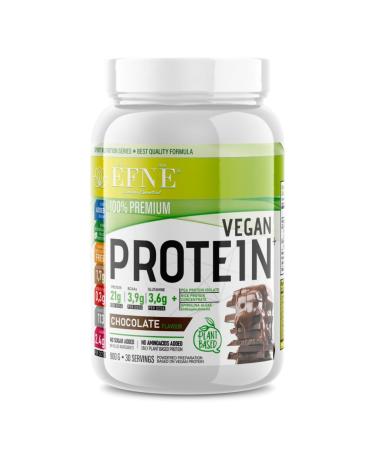EFNE | Vegan Protein with Spirulina 900g Powder | Chocolate Flavor | Organic Organic Protein | 21/g per dose | Pea Protein Isolate & Rice Concentrate | Vegan Protein