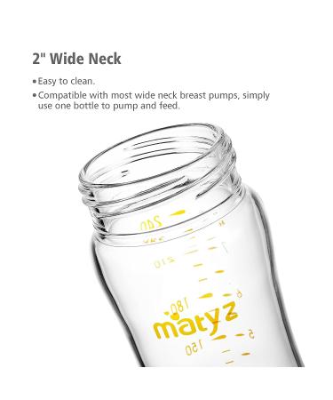 Matyz 8oz Glass Baby Feeding Bottle with Nipple - BPA Free, Easy to Hold & Clean - Green Lids - Wide Neck Breastmilk Bottle - Buy Online on GoSupps.com