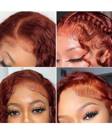 Reddish Brown 22 Inch HD Lace Front Water Wave Wigs for Black Women - Brazilian Virgin Human Hair, 180 Density, Pre Plucked with Baby Hair - Buy Online on GoSupps.com