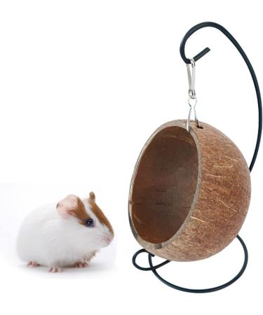 Monozoz Coconut Hamster Hiding Place | Natural Coconut Hammock & Hanging House for Small Animals Habitat Decor - Buy Online on GoSupps.com