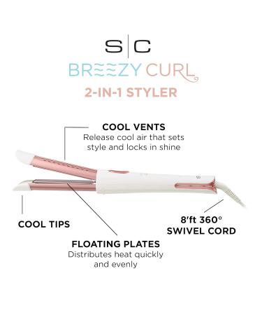 Buy StyleCraft Breezy Curl 2-in-1 Cool Air Hair Styler | Tourmaline Ionic Technology for Straight & Wavy Styles | International Shipping Available - Buy Online on GoSupps.com