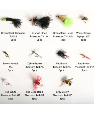 Premium Hand-Tied Fly Fishing Flies Kit in Waterproof Box - 32pcs Starter Set for Bass Trout Salmon - Dry Flies, Nymphs, Scud Streamers, Lures with Hooks - Buy Online on GoSupps.com