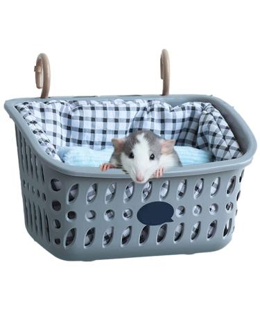 JWShang Rat Bed, Rat Hammock Hanging Basket Warm Bed, Rat Cage Accessories and Habitats, Small Animals Removable Nest Mat for Hamster, Sugar Glider, Rat (Small, Grey) Small grey