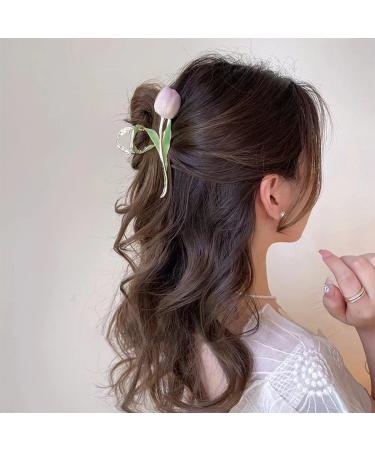 Large Purple Tulip Hair Claw Clip - Non-Slip Metal Hair Accessory for Thick and Thin Hair - Buy Online on GoSupps.com