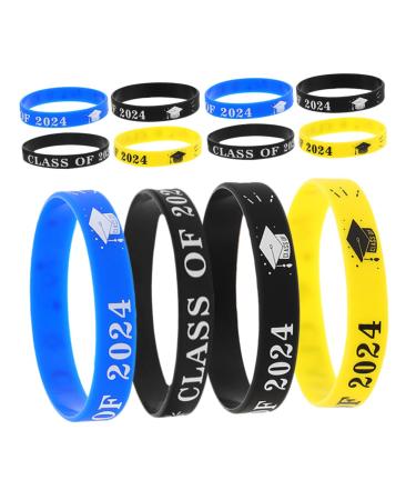 SHOWERORO 12pcs 2024 Graduation Wristband Decorate Wrist Bands Hand Chain Wrist Tape Class of 2024 Themed Wristband Portable Wrist Wristband European and American Bracelet Campus