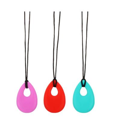 Healifty Needs Chain Chew Bite Necklace Pendant Aide Children or Hanging Molar Sensory Fashion Oval Oral Kids Teething for with Chewing Special Girls Silicone Boys Red Purple Green 6.9x4.5x0.3cm