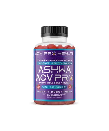 Ashwa ACV Pro Health - Sugar Free Apple Cider Vinegar Gummies Ashwagandha Gummies Advanced Keto ACV Gummies Ashwagandha Supplements with Vitamin D Stress Relief Supplement 1g Carbs Per Gummy Golo