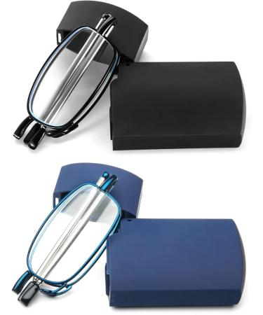Kokobin Foldable Reading Glasses 2 Pack - Stainless Steel Anti-Blue Light Aid for Men & Women with Hard Shell Case - +1.0 Strength - Buy Online on GoSupps.com