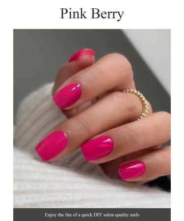 Buy Semi Cured Gel Nail Strips (Pink Berry) - 20 PCS | Salon Quality Gel Nail Stickers | Easy to Use UV Light Required - Buy Online on GoSupps.com