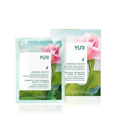 YUNI Beauty Natural Body Wipes, Large Individually Wrapped Cleansing Shower Sheets Cucumber Rose