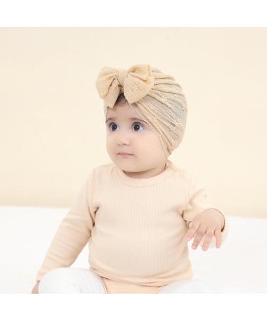 Cinaci 6-Piece Cute Baby Turban Hats with Bow - Soft Stretchy Nursery Caps for Girls Newborn Infants Toddlers - Buy Online on GoSupps.com