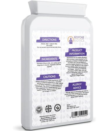 Premium Vitamin B2 Riboflavin 400mg Capsules - 120 Days Supply | Migraine Support & Energy | Vegan Formula | UK Made to Pharma Standards - Buy Online on GoSupps.com
