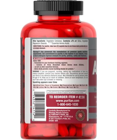 Buy Puritan's Pride Amino 1000 - 190 Caplets | Premium Amino Acid Supplement for Optimal Health - International Shipping Available - Buy Online on GoSupps.com
