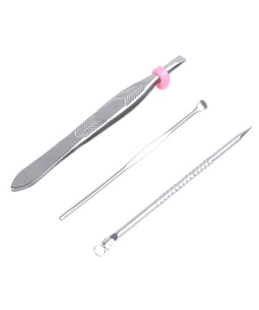 xorea 3 in 1 Earpick Comedones Stick Eyebrow Tweezer Cosmetic Tool Set