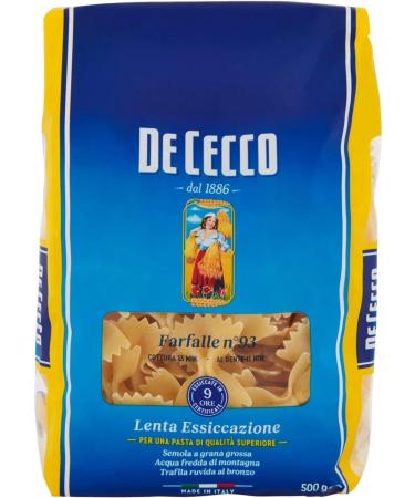  De Cecco Pack of 10 De Cecco 100% Italian Farfalle pasta size 93 500g - Buy Online on GoSupps.com