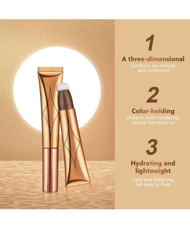 AOOWU Contour Beauty Wand Liquid Highlighter & Matte Blush - Long Lasting, Lightweight Makeup with Cushion Applicator - Buy Online on GoSupps.com