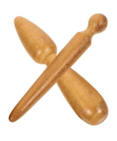 Gatuida 2st acupress stable reflex zone massage trigger point stick Massify ears Massage tab massage roller stick Thai massage scratch massage tool equipment face wooden 11x2.5x2.5cm light brown