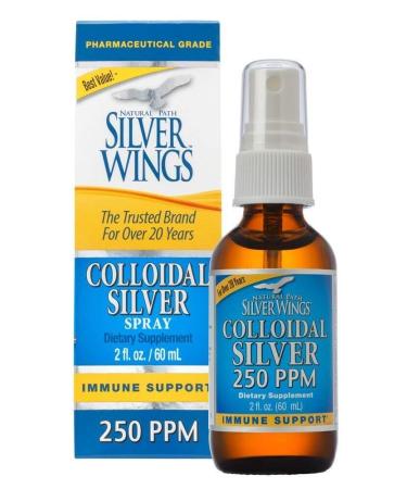 Natural Path Silver Wings Colloidal Silver 250ppm Spray Top 2 Fl Oz. - Enhanced Immune Support Supplement