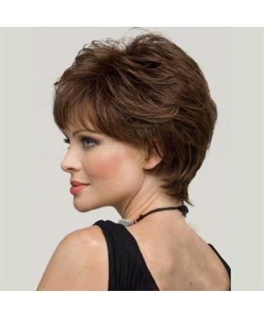 European & American Fashion Ladies Short Curly Hair Brown Micro Roll Full Wig | Natural Light Brown Color - Buy Online on GoSupps.com