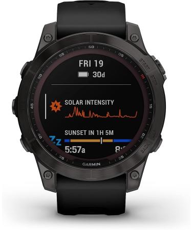 Garmin fenix 7 Sapphire Solar  adventure smartwatch  with Solar Charging Capabilities  rugged outdoor watch with GPS  touchscreen  wellness features  carbon gray DLC titanium with black band Carbon Gray DLC Titanium with Black Band 7 Sapphire Solar Smartw - Buy Online on GoSupps.com