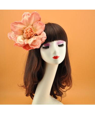 xbiez Girls Bangs Clip Oversized Camellia Headdress Hair Accessories Oversized Flower Bright-coloured Rose Flower Hairpin Coral Red - Buy Online on GoSupps.com