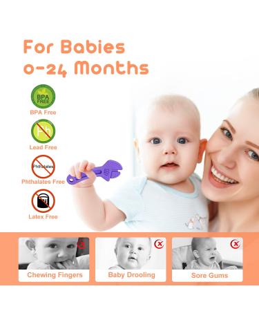 Baby Teething Toys for Babies 3-12 Months | Freezer Safe Silicone Chew Toys for Teething Relief | Sensory Exploration | BPA-Free | Easy-to-Hold Hammer Wrench Spanner Pliers Shape - Buy Online on GoSupps.com