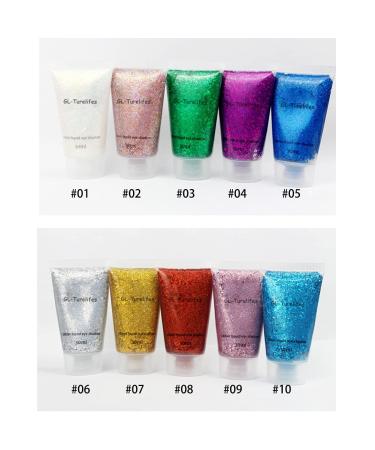 GL-Turelifes 30ml Green Sequins Chunky Glitter Liquid Eyeshadow for Face, Hair, Nails - Long Lasting & Easy to Apply/Remove - Festival Makeup Gel - Buy Online on GoSupps.com