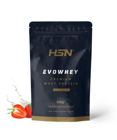 HSN Whey Protein Concentrate (WPC) - Evowhey 2.0 Serum Protein Concentrate - Suitable for Vegetarians, Gluten Free, Soy Free, Strawberry Flavor, 500g