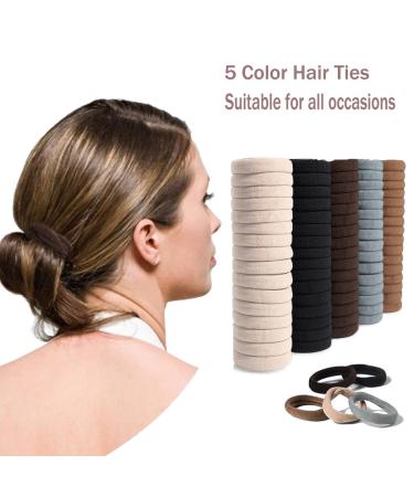 Buy Seamless Hair Ties for Women Men Girls & Kids - No Damage Rubber Bands for Thick & Curly Hair - 100 Count Brown Ponytail Holders - Buy Online on GoSupps.com