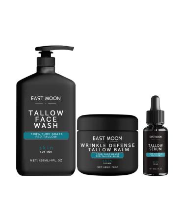 Men's Facial Skincare Set - Mens Face Care Set(Tallow Cream + Tallow Night Serum + Tallow Face Wash)Reduce Fine Lines Anti Wrinkles& Anti Aging