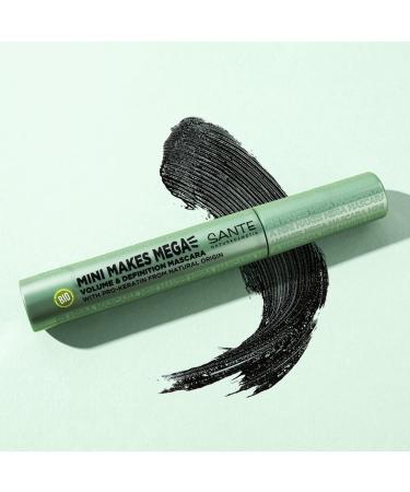 Sante Natural Cosmetics Mascara - Flexible Rubber Brush for Volume & Length Pro-Keratin Formula 8ml - Black - Mini Makes Mega - Buy Online on GoSupps.com