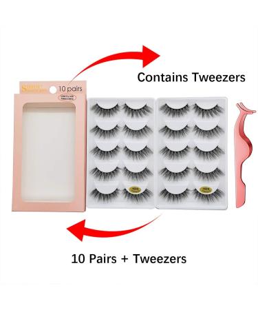 Buy 10 Pairs 3D False Eyelashes Set - Reusable Natural Eyelashes & Tweezers | International Shipping - Buy Online on GoSupps.com