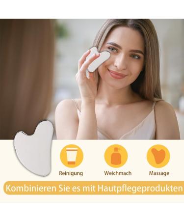 Bounabay Gua Sha Stainless Steel Heart Shape Massage Tool | Slimmer Face & Contouring | 8.5cm x 5.5cm | International Shipping - Buy Online on GoSupps.com