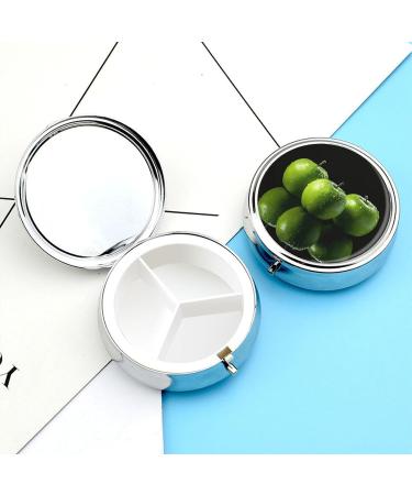 Travel Pill Box - 3 Compartment Portable Medicine Organizer with Green Fruits Design - Ideal for Purse & Pocket - Buy Online on GoSupps.com