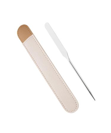 Tceapoo Stainless Steel Makeup Spatula with Leather Case Reusable Professional Facial Makeup Tools Spatula Tool Makeup Art Tool Facial Mixing Stick Manicure Stirring Tool Makeup Artist Tool Set