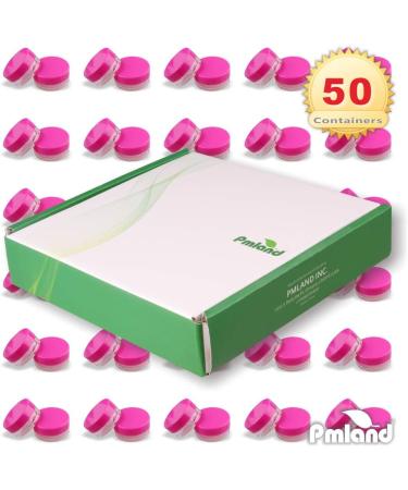 PMLAND Clear Plastic Cosmetic Containers with Pink Screw Lid for Eye Shadow Cream Nail Polish Balm Makeup Samples - 50 Containers with 50 Lids - Buy Online on GoSupps.com