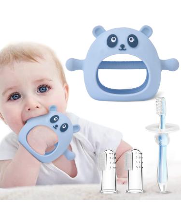 Teething Toys for Babies 0-6-12 Months Silicone Baby Teething Toys Anti Dropping Wrist Hand Teethers Baby Chew Toys for Sucking Needs  Bear Pacifier teether for Breast Feeding Baby Girls Boys-4PCS